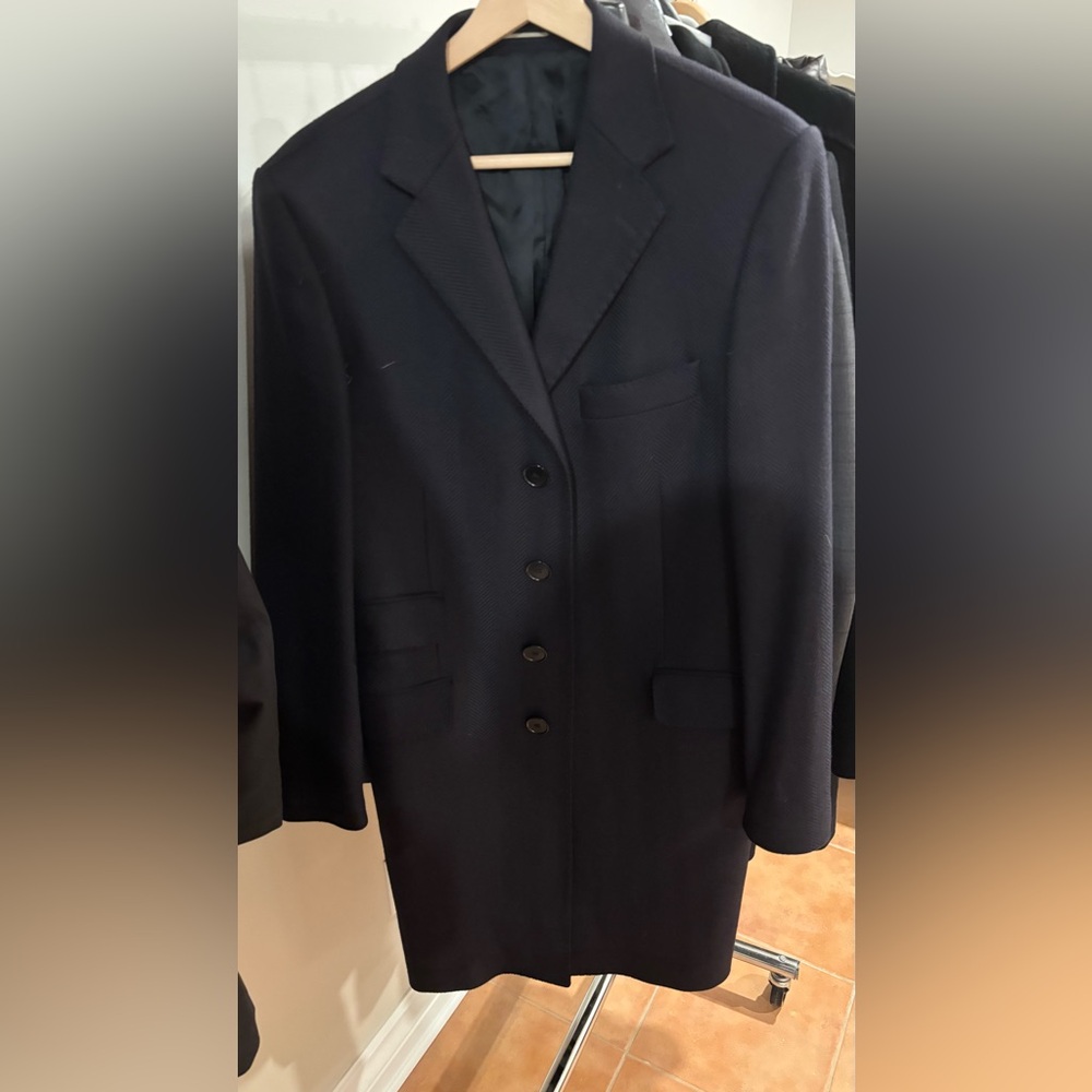 Classic Black Men's Italian Wool Coat